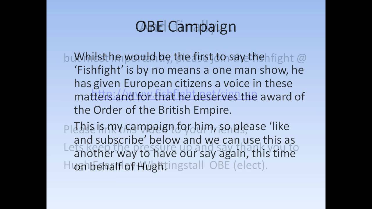 Hugh Fearnley-Whittingstall OBE Campaign