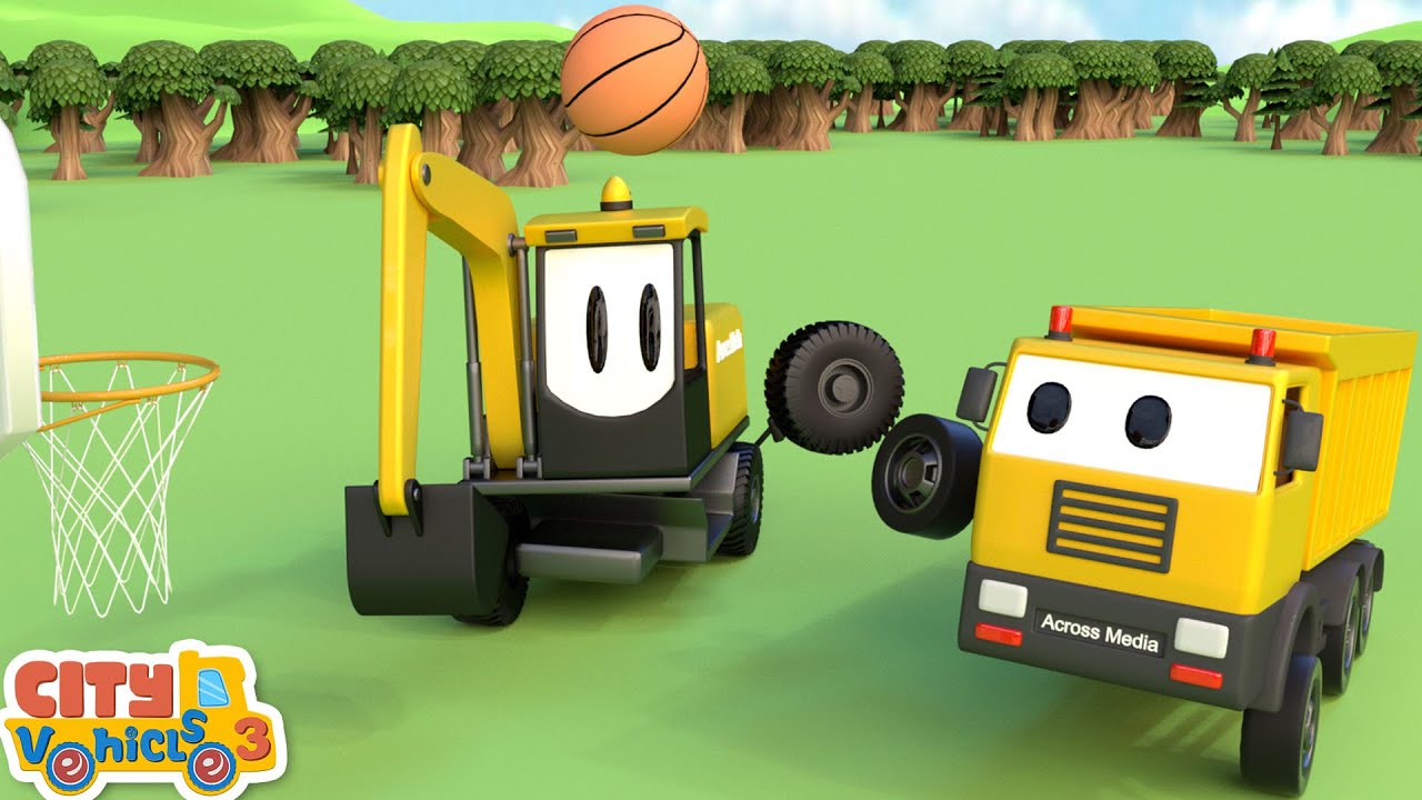 Assemble Excavator and clean the road for Construction Vehicles- bulldozer, dump truck for Kids
