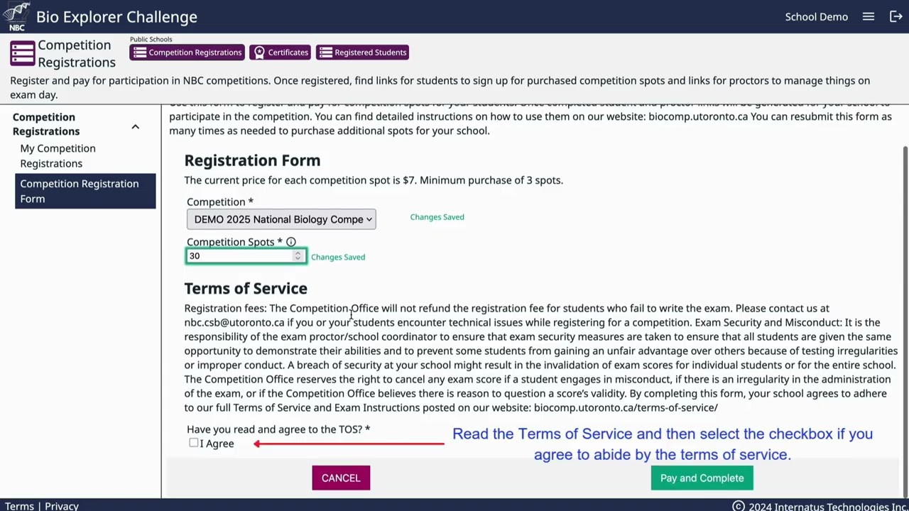 NBC- Register for Competition and Pay for Student Seats