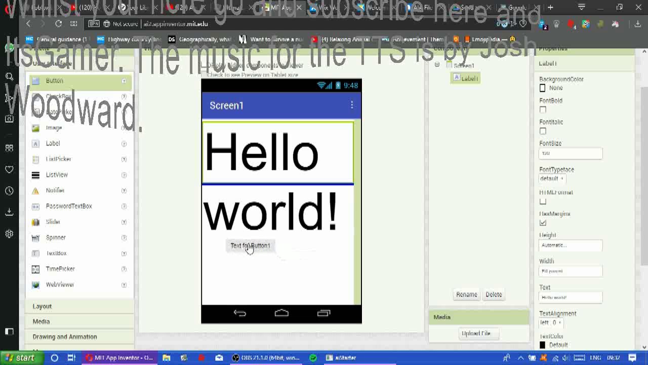 MIT App Inventor Tutorials - How to make a Hello World app with an exit button