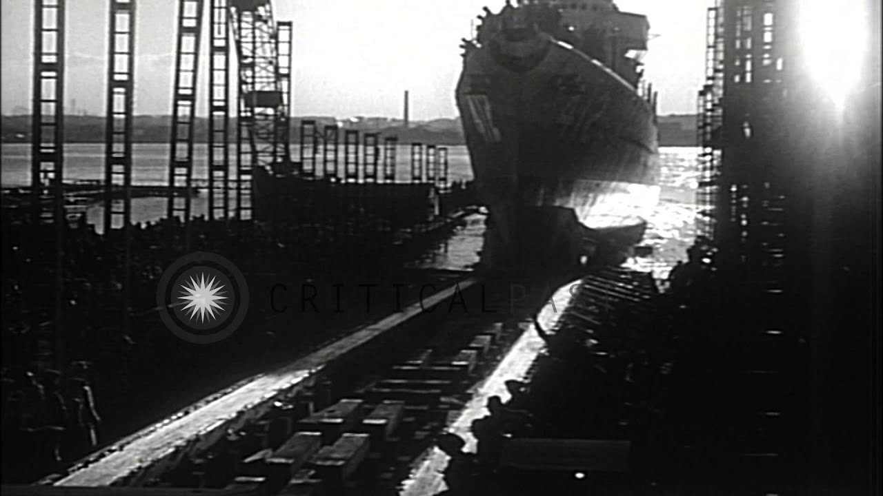 US destroyers USS Anderson and USS Hammann launched in Kearny, New Jersey HD Stock Footage
