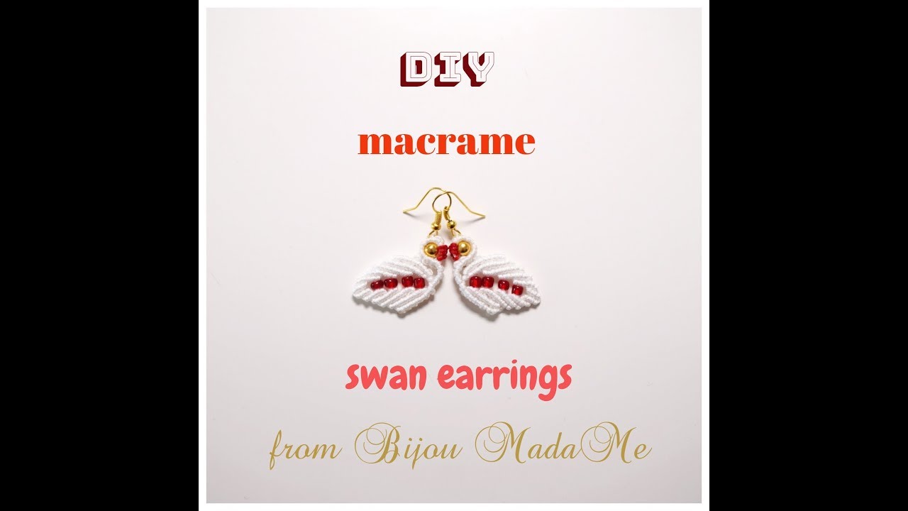 Macrame earrings tutorial | How to make macrame swan earrings | DIY macrame jewelry & crafts