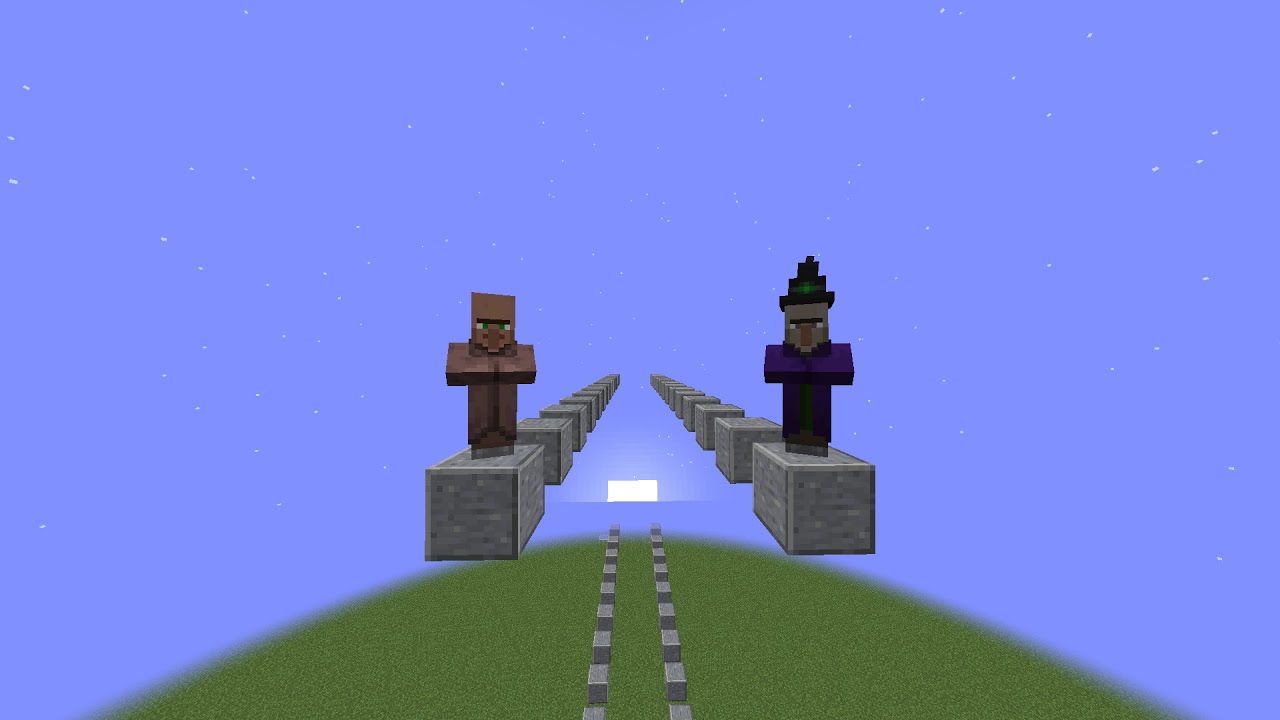 Minecraft - Mob parkour races ( WITCH VS VILLAGER ) WHO WILL WIN  THE RACES?