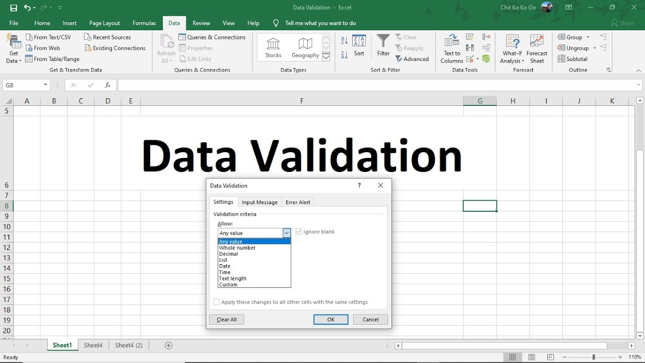Excel Data Validation သုံးနည်း | List in Data Validation | Excel အသုံးပြုနည်း | Experience Sharing