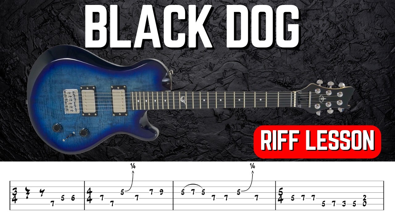 How To Play Black Dog by Led Zeppelin | Guitar Riff Lesson | Free Tabs Download