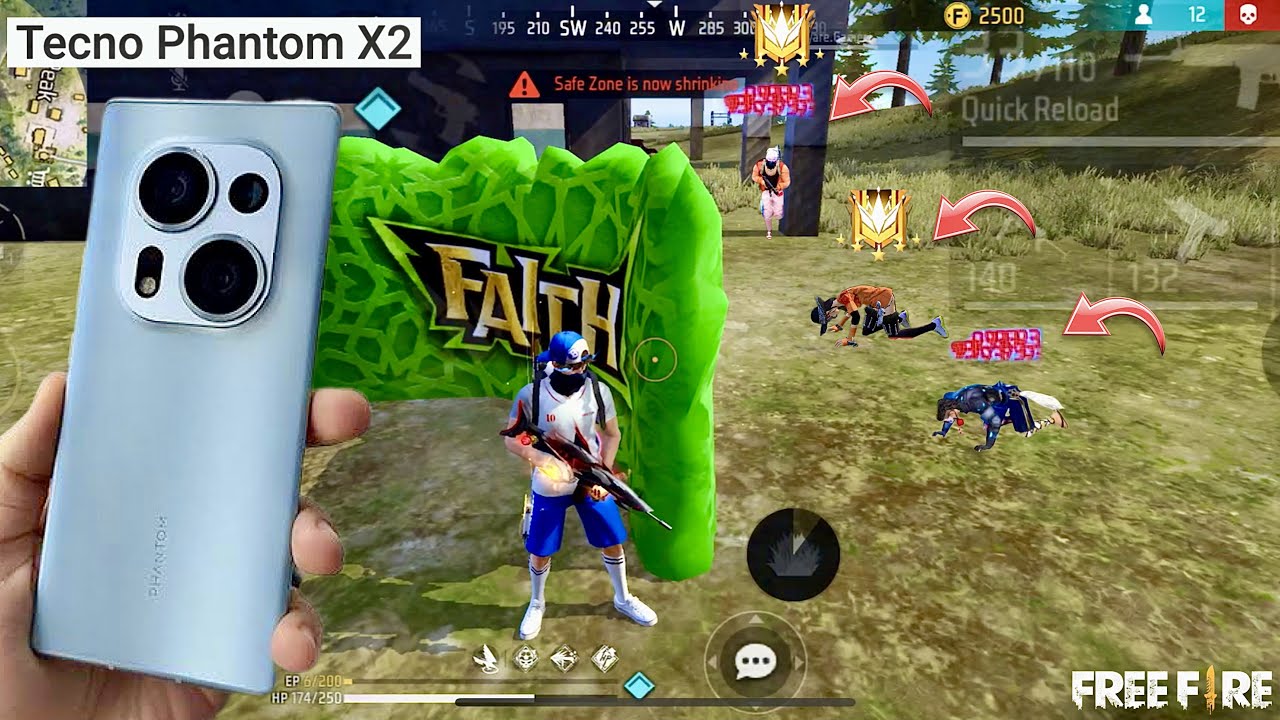 Tecno Phantom X2 free fire gameplay test solo vs squad test m1887 onetap headshot Dimensity 9000 CPU