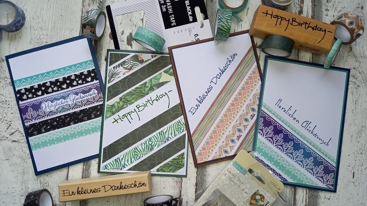 Tedi Haul Washi & wie man daraus schnell 4 schöne Karten basteln kann (4 versch. 10-Minuten-Karten)