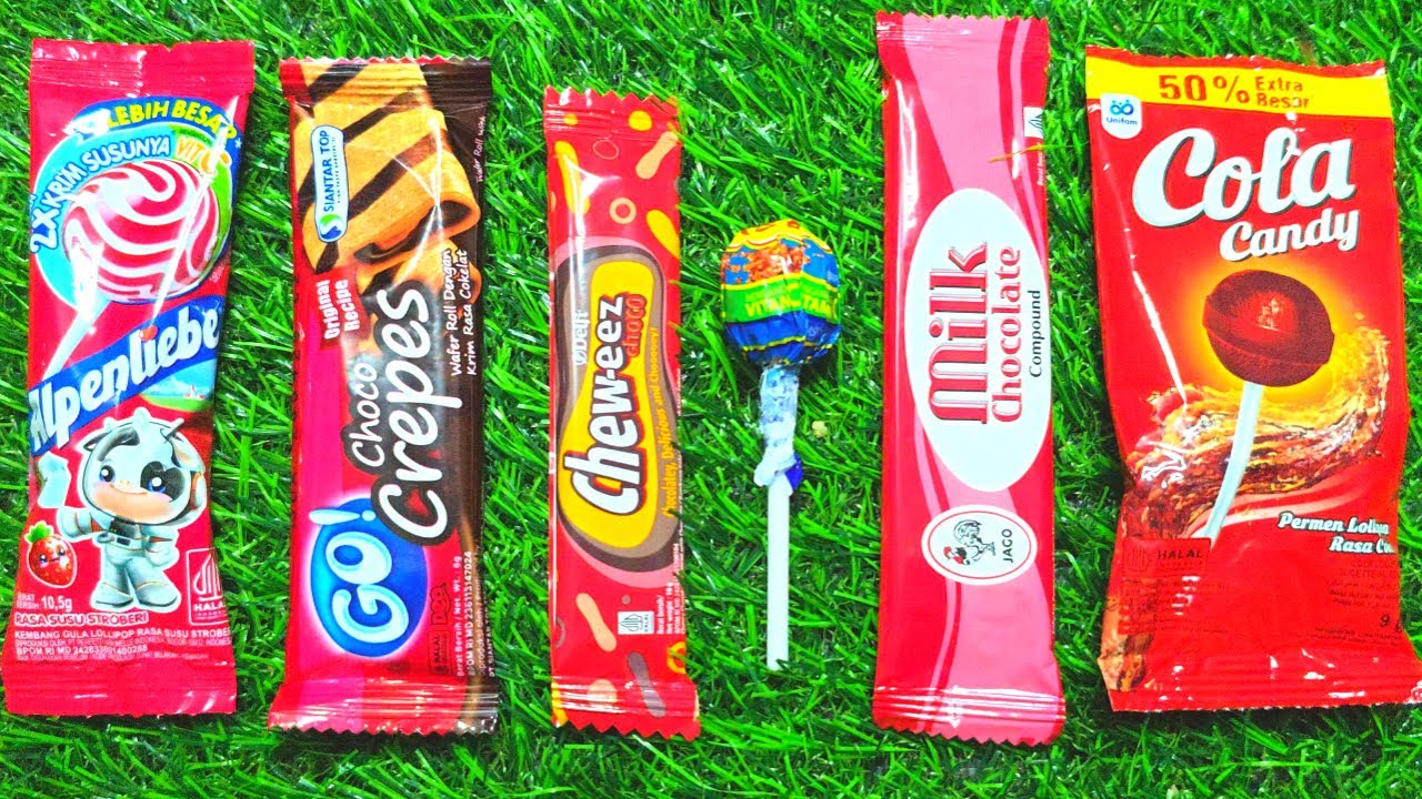 ASMR Most popular candys / some lots of colorful rainbow lollipop candy / unpacking chocolate eat