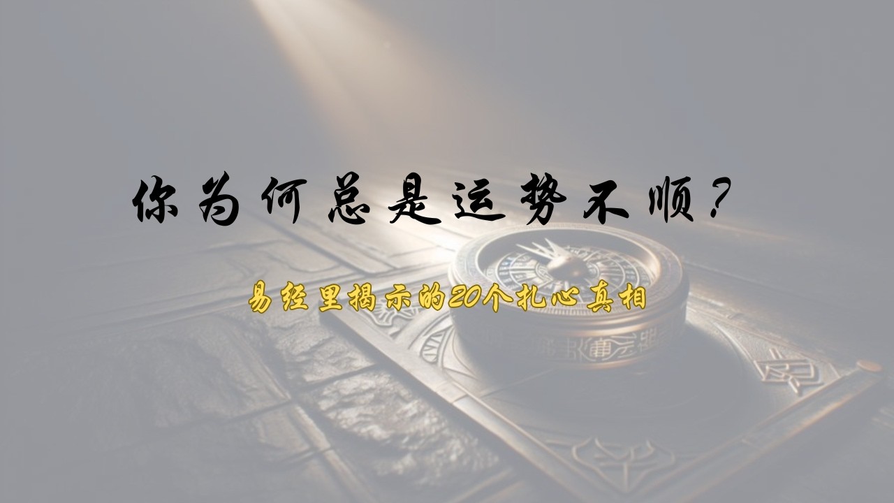你为何总是运势不顺？易经里揭示的20个扎心真相……
