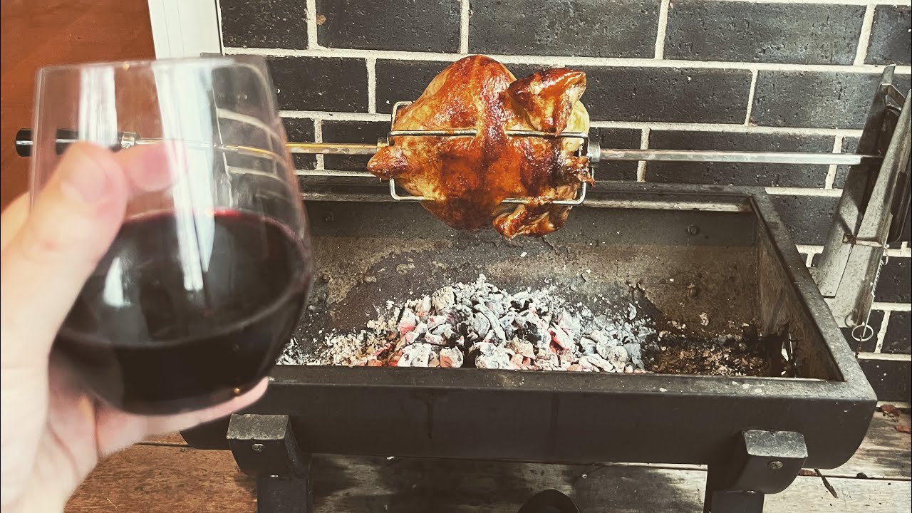 Charcoal chicken on the Bunnings $85 Mini Jumbuck Rotisserie