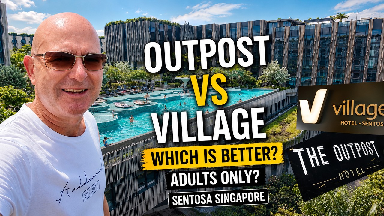 SINGAPORE Hotel Review OUTPOST Hotel tour Sentosa island with amazing shared pool with Village Hotel