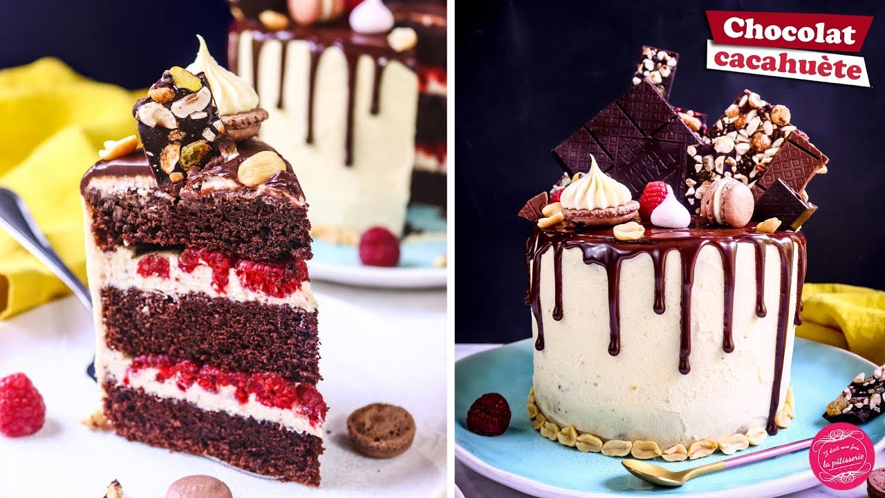 🎂 DRIP CAKE CHOCOLAT, CACAHUETE ET FRAMBOISE 🎂