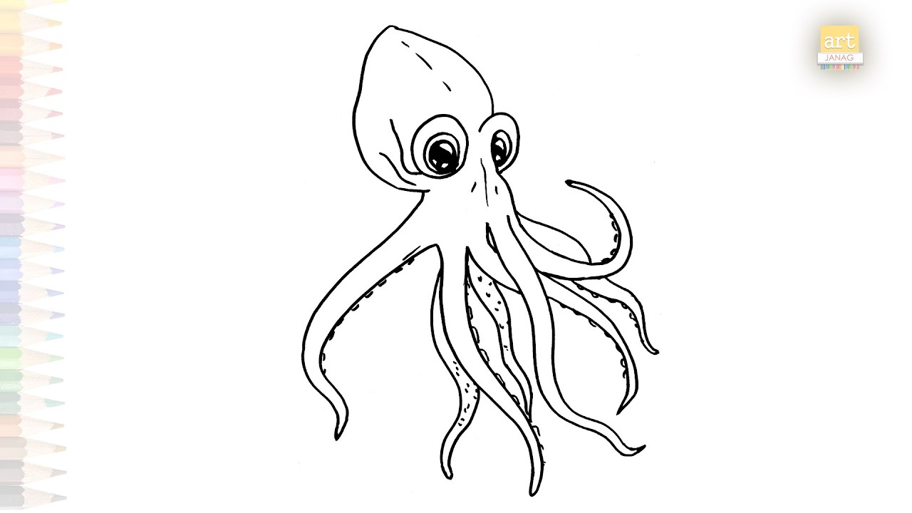 Octopus drawings easily draw | Drawing tutorial | How to draw an Octopus step by step | #artjanag