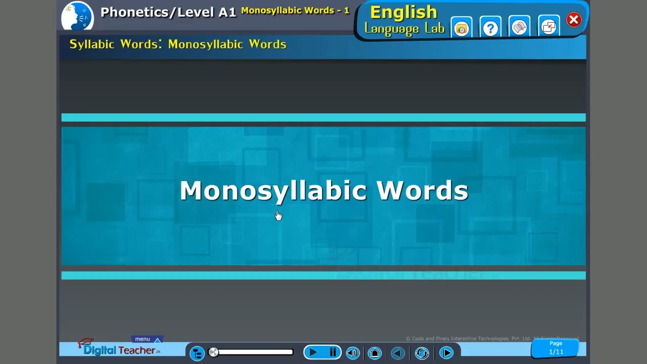 Monosyllabic words, Phonetics - English language lab