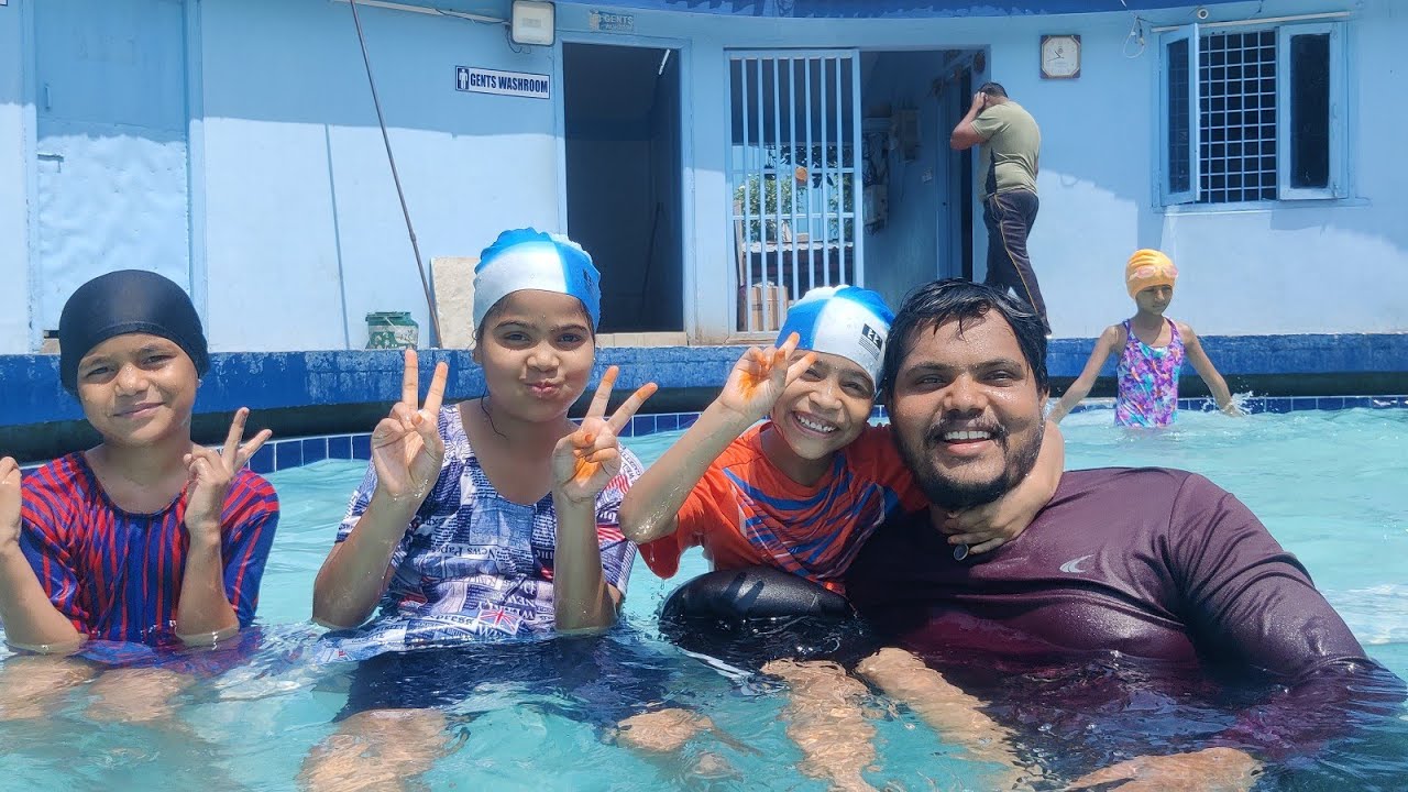 Swimming pool కి వచ్చాము friends || janavi swimming pool video ||