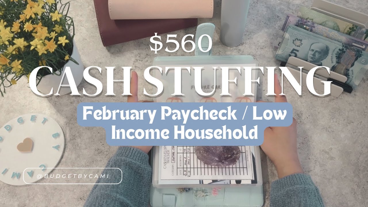 Cash Envelope Stuffing / Low Income Household / $520 February Paycheck No.1 /Sinking funds + Savings