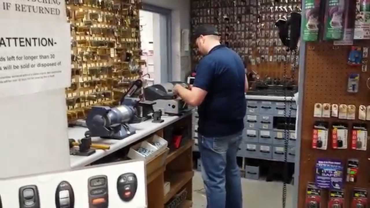 Cutting a key at McGuire Lock