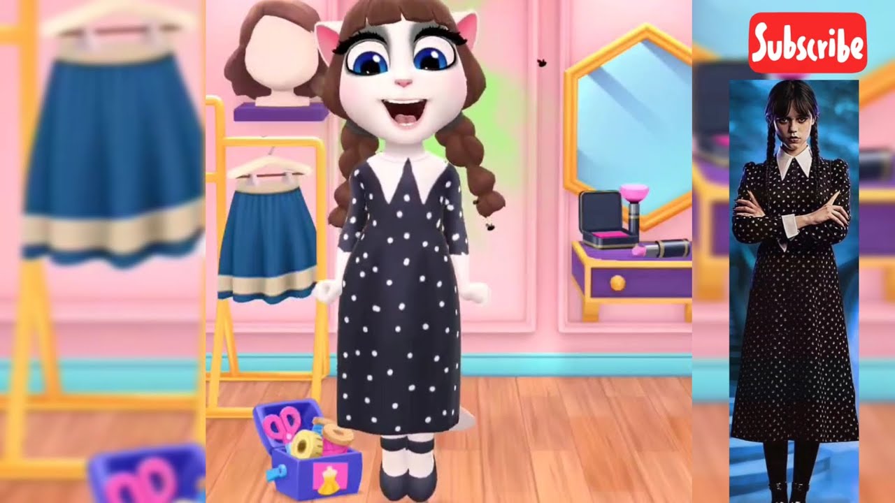 🖤👻WEDNESDAY ADDAMS COSPLAY BY MY TALKING ANGELA 2 🖤| #wednesday #makeover #ghost #cosplay #animation