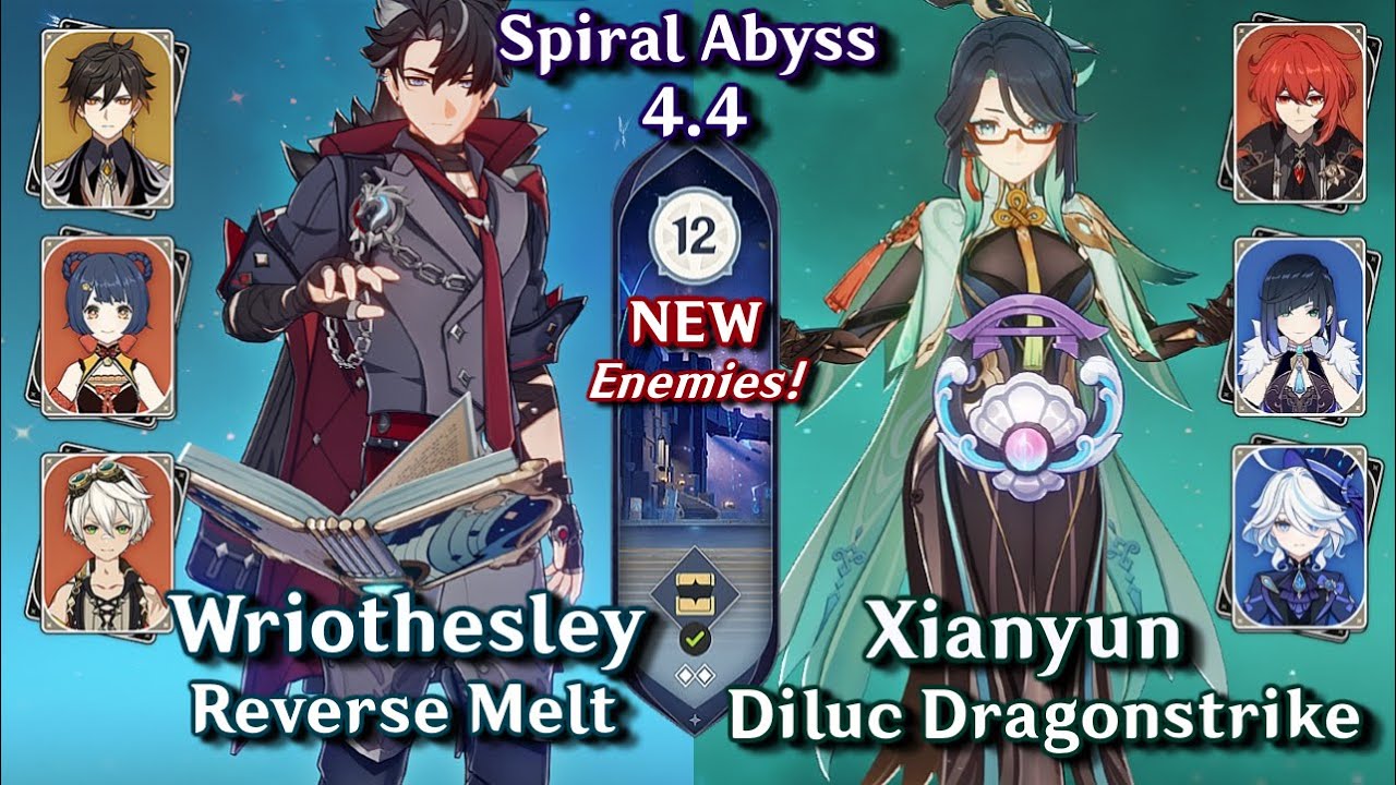 C0 Xianyun Diluc & C0 Wriothesley Melt | NEW Spiral Abyss 4.4 - Floor 12 9 Star | Genshin Impact 4.4