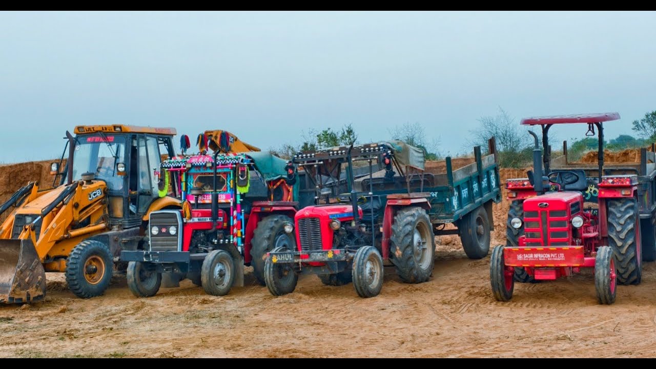 JCB3dx eco loaded tractor stuck mud in trolley new holland3630 Mahindra475 Sonalika and Kubota model