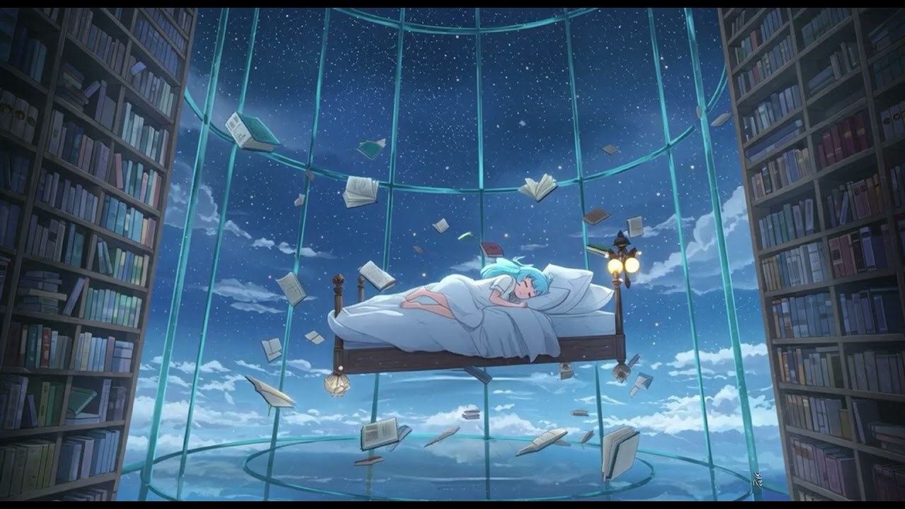 Fall Asleep in 5 Seconds | Floating Library Bed with 432Hz Sleep Music & Starry Night Ambience 🌌📚