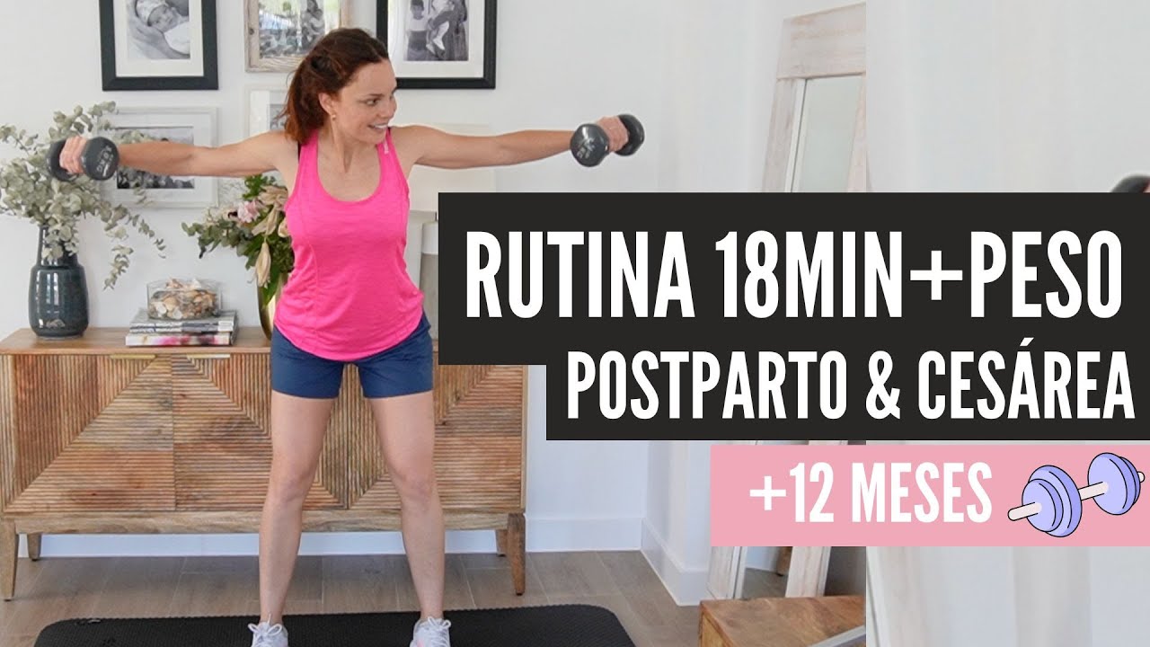 RUTINA 18MIN + PESO 🏋🏻‍♀️ #Postcesarea #Postparto ¡Recupera tu cuerpo tras ser mamá!