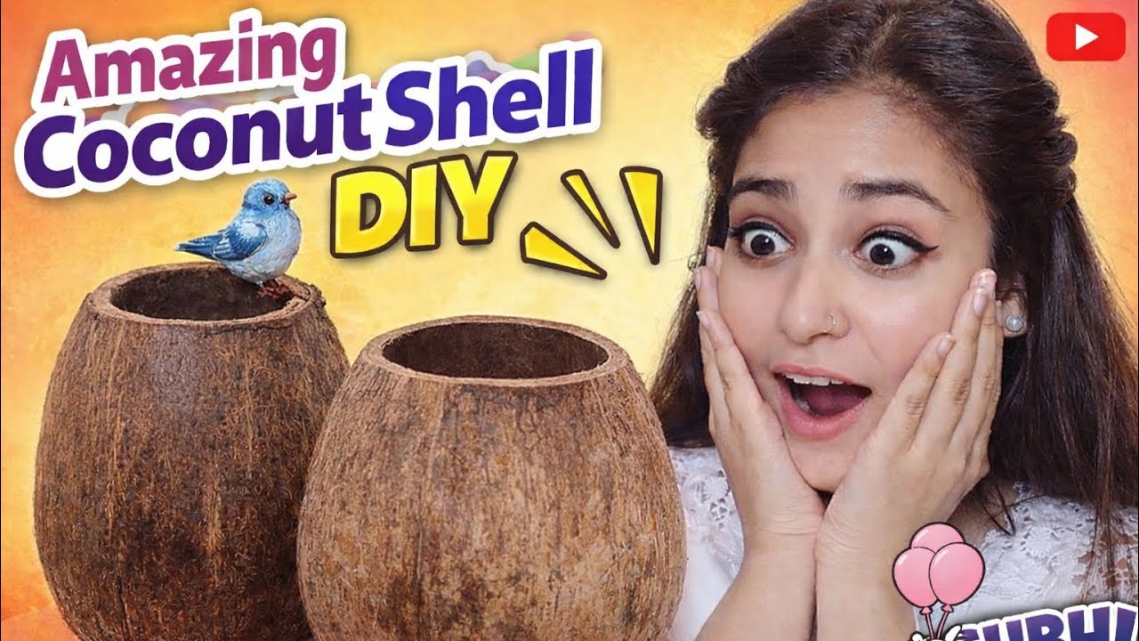 DIY COCONUT SHELL #subhiartandcraft #wastematerialcraft #coconutshelldiy #subhi #easydiy #art #diy 