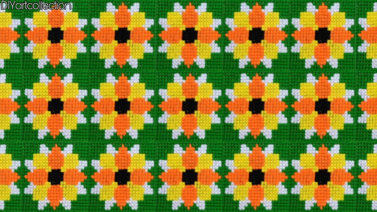 Woolen sunflower doormat design-how to make sitting mat design-stitch ason,rugs,tablemat