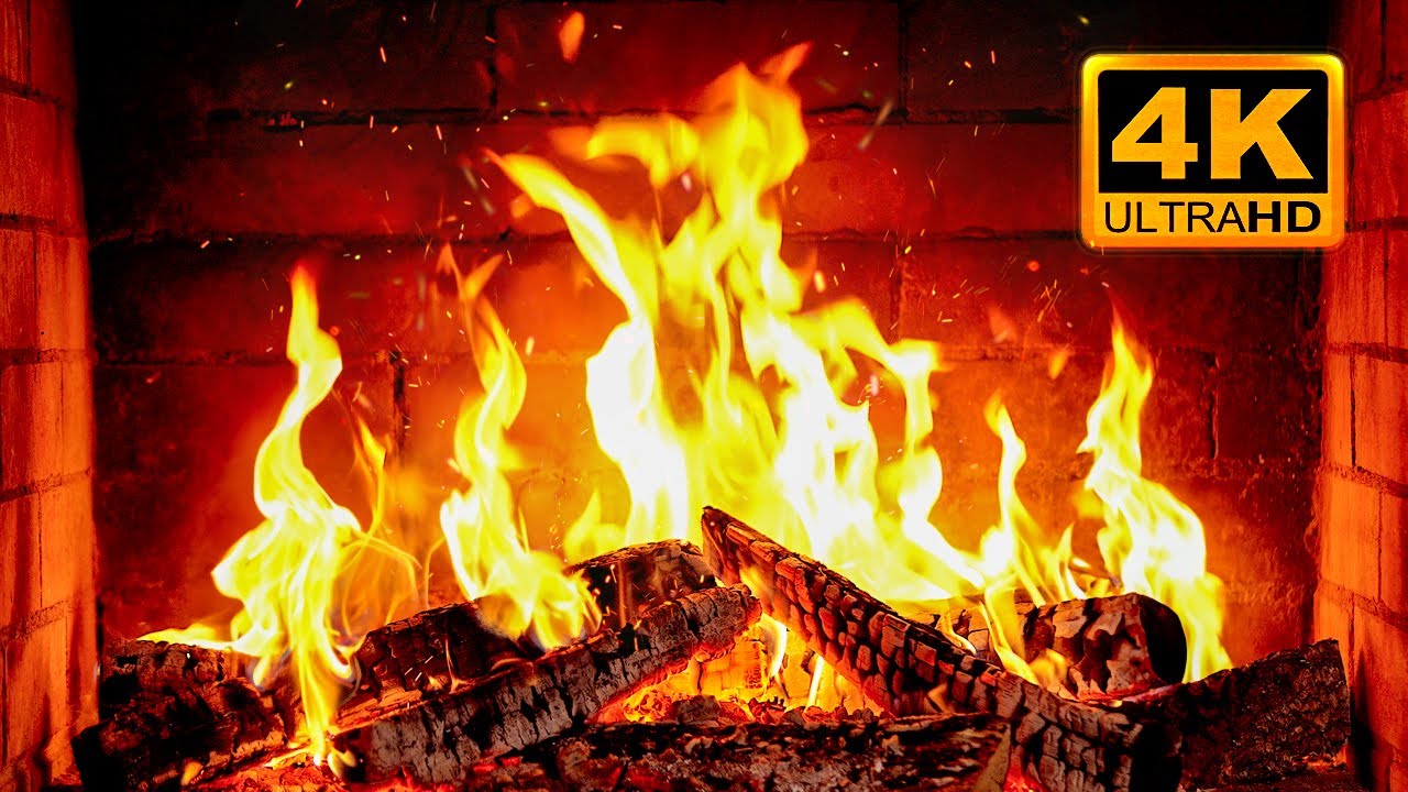 🔥 Fireplace 4K UHD! Christmas Fireplace with Crackling Fire Sounds. Fireplace Ambience