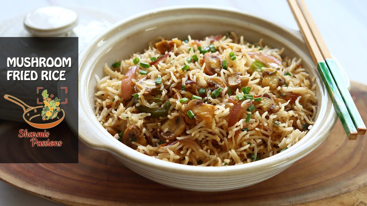 Mushroom Fried Rice Recipe - Restaurant Style Mushroom Fried Rice