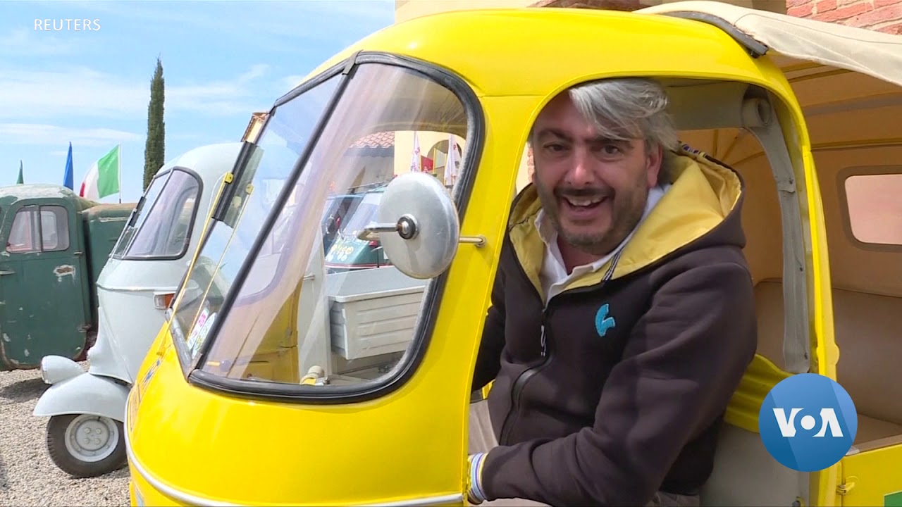 Swarm of Custom Italian Scooter-Vans Buzz Through Tuscan Terrain