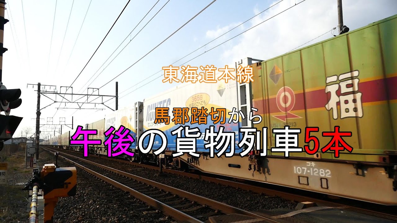 JR貨物 東海道本線・馬郡踏切から午後の貨物列車5本