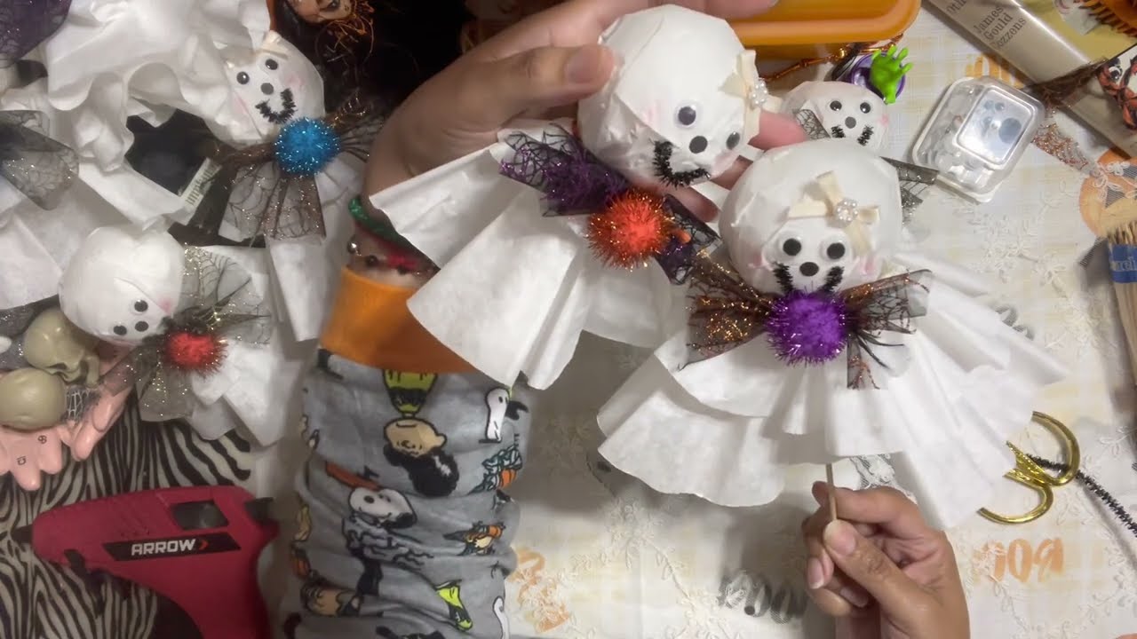 4. How to Make Easy DIY Halloween Ghost Using Coffee Filters | Craft Idea | 🦇Halloween Series 2022