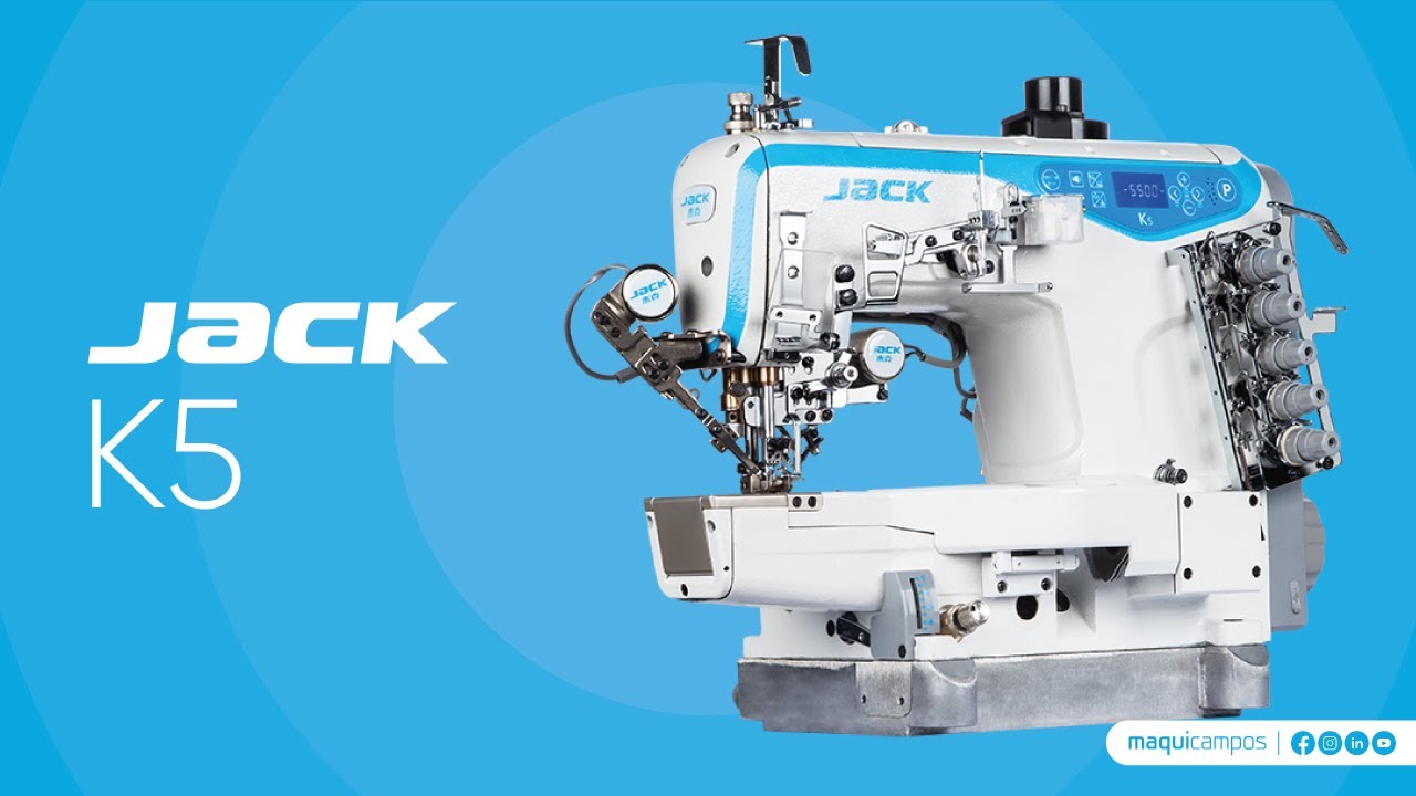 Jack K5 - Máquina de Costura de Recobrir de Base Cilíndrica
