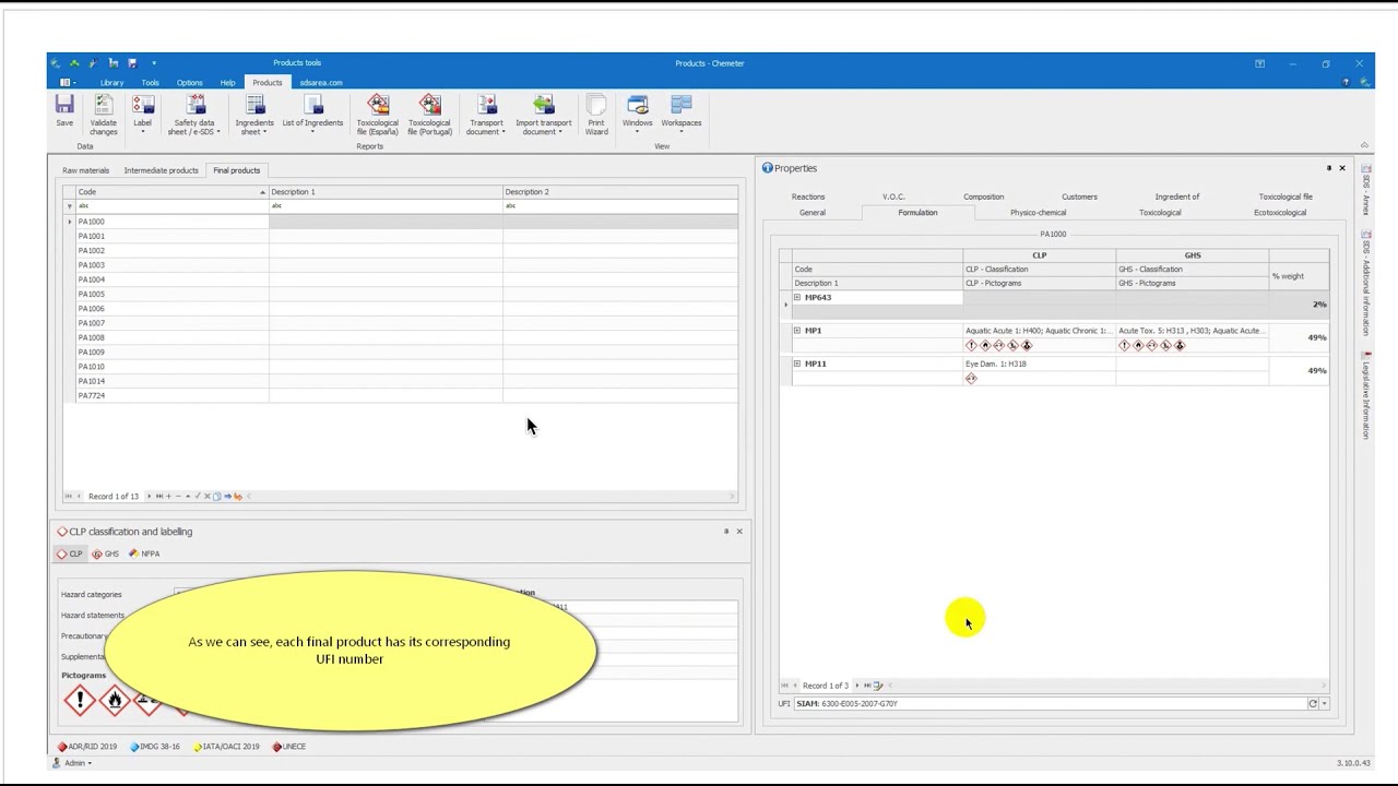 UFI code and Chemeter tutorial