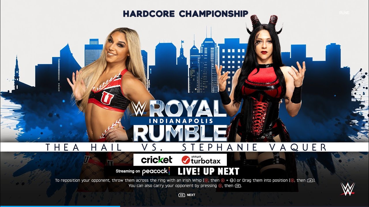 🔥 Title Ideas (WWE 2K25 Style)HARDCORE CHAMPIONSHIP – Royal Indianapolis Rumble vs Stephanie Vaquer