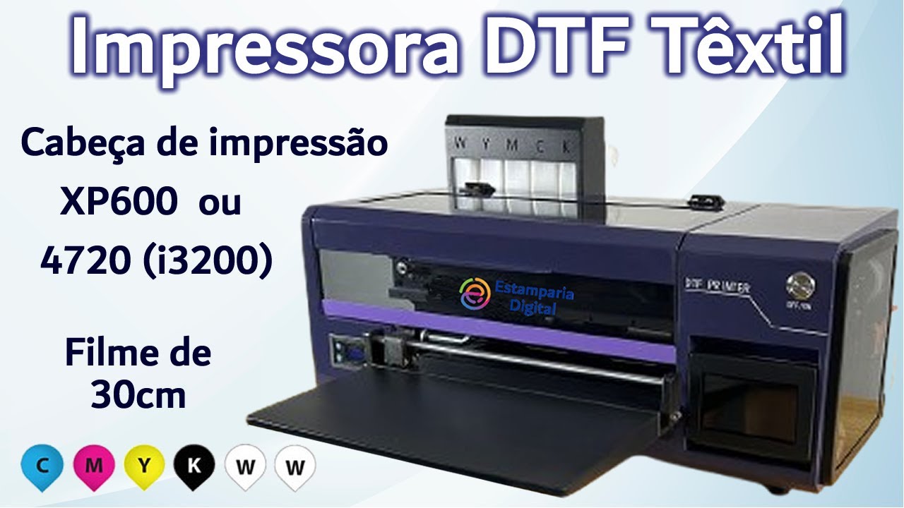 Impressora DTF T&ecirc;xtil com 1 cabe&ccedil;a XP600 ou  i3200