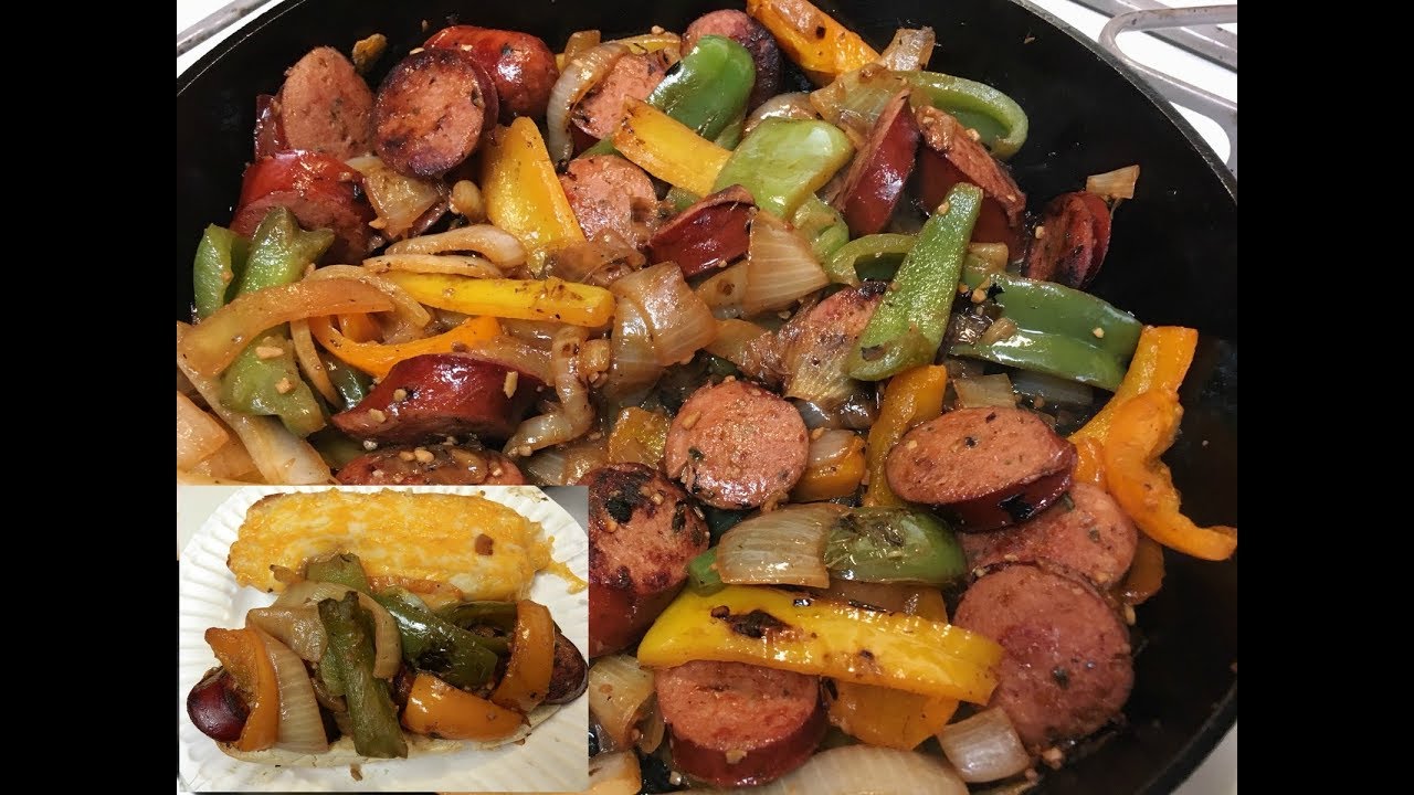 Cast Iron Skillet Italian Sausage And Peppers Sandwich