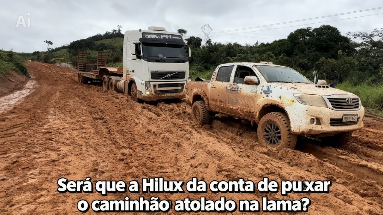 ￼ SERÁ QUE A HILUX CONSEGUE PUXAR O CAMINHÃO ATOLADO