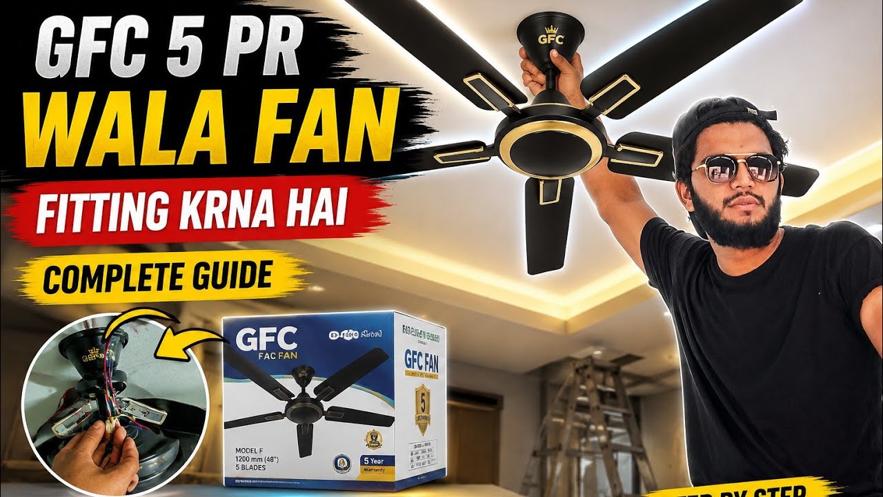 GFC 5 blades ceiling fan 99.99% copper new black colour model beautiful design