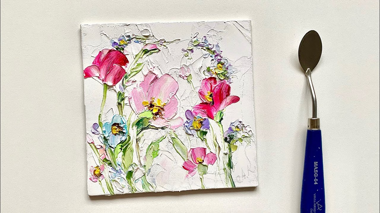 How to draw flowers . Oil Painting tutorial