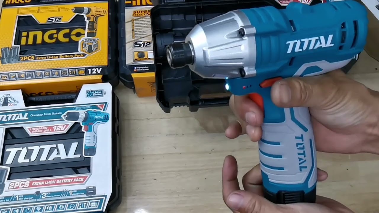 Máy khoan, Máy bắn vít, Khoan 3cn dùng pin 12v Ingco, Total đã về hàng.