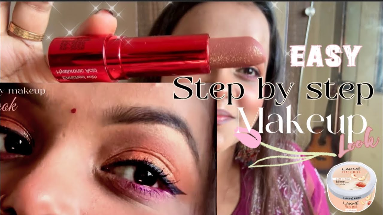 Easy peachy 🍑￼ purple eye make up tutorial ￼🔮