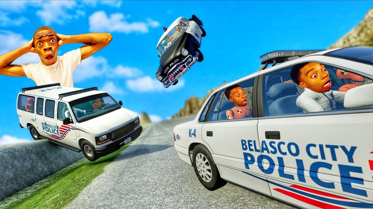 Police Cars vs Downhill 😱 - [BeamNG.Drive]