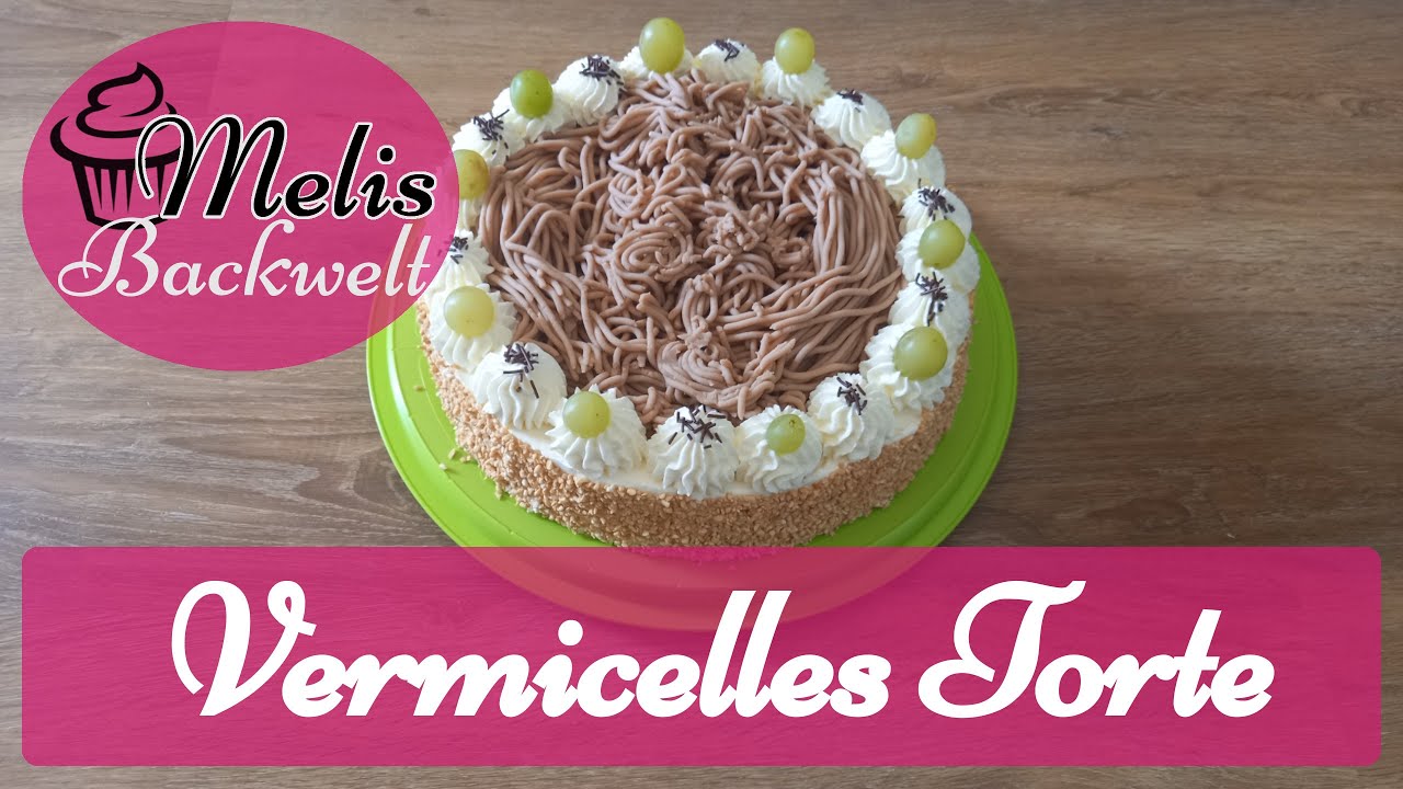 Vermicelles/Maronen/Kastanienpüree Torte mit Kirschrahmcréme und Quittengelee / Melis Backwelt