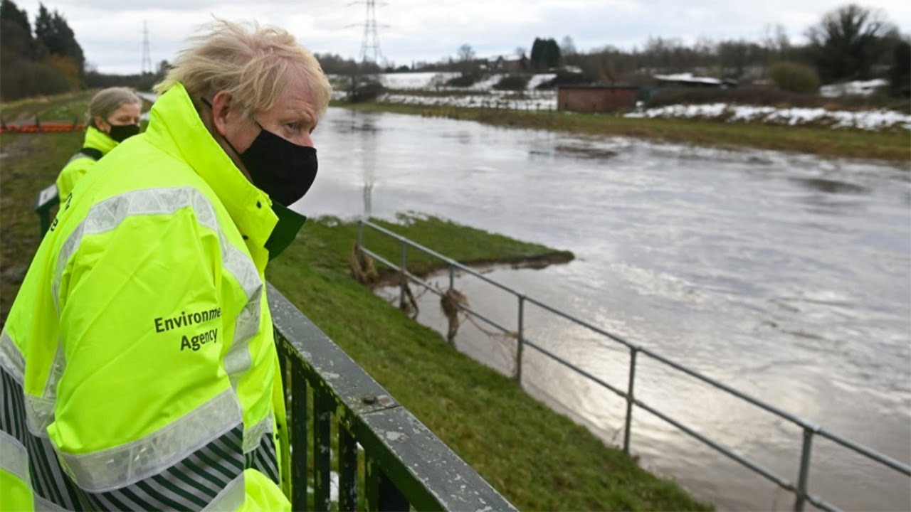 Boris Johnson visits flooded areas in Greater Manchester | Storm Christoph