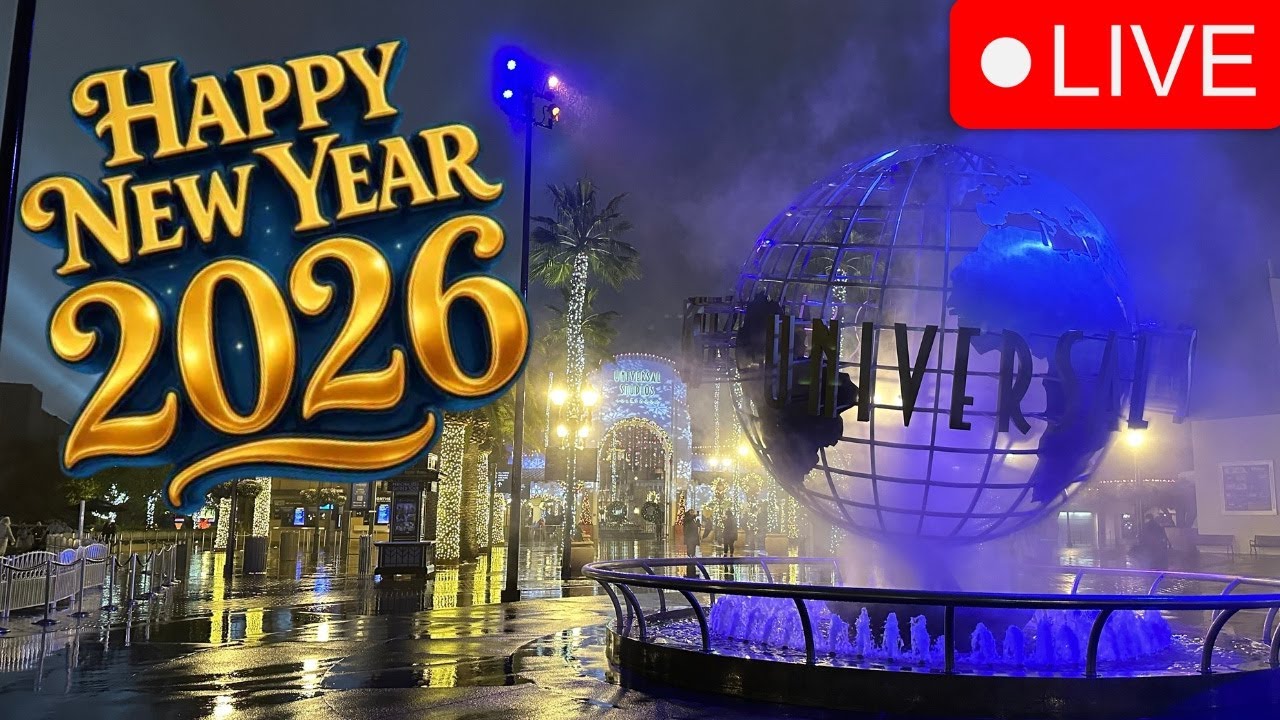 2026 New Year Eve Countdown Livestream From Rainy Universal Studios Hollywood