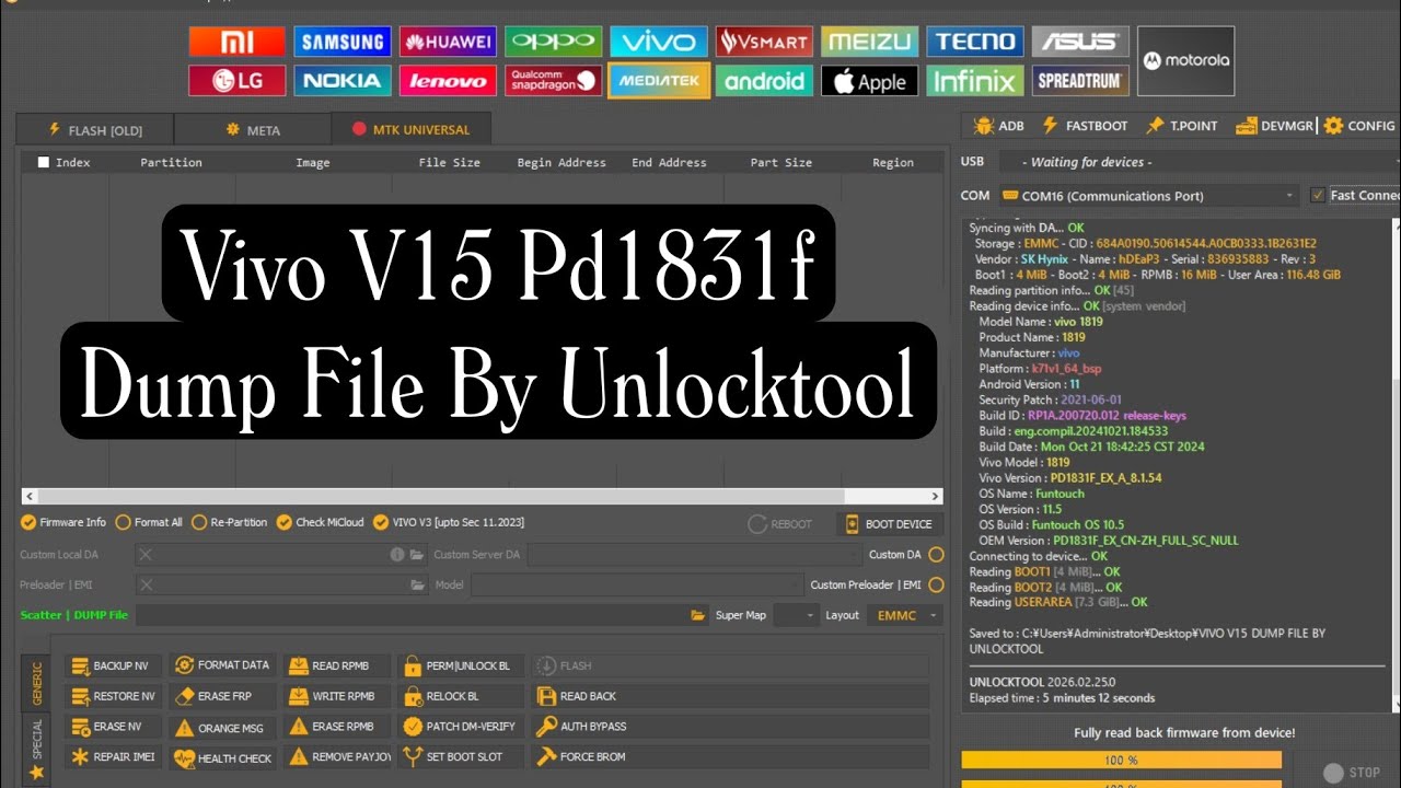 Vivo V15 (Pd1831F) Dump File by UNLOCKTOOL