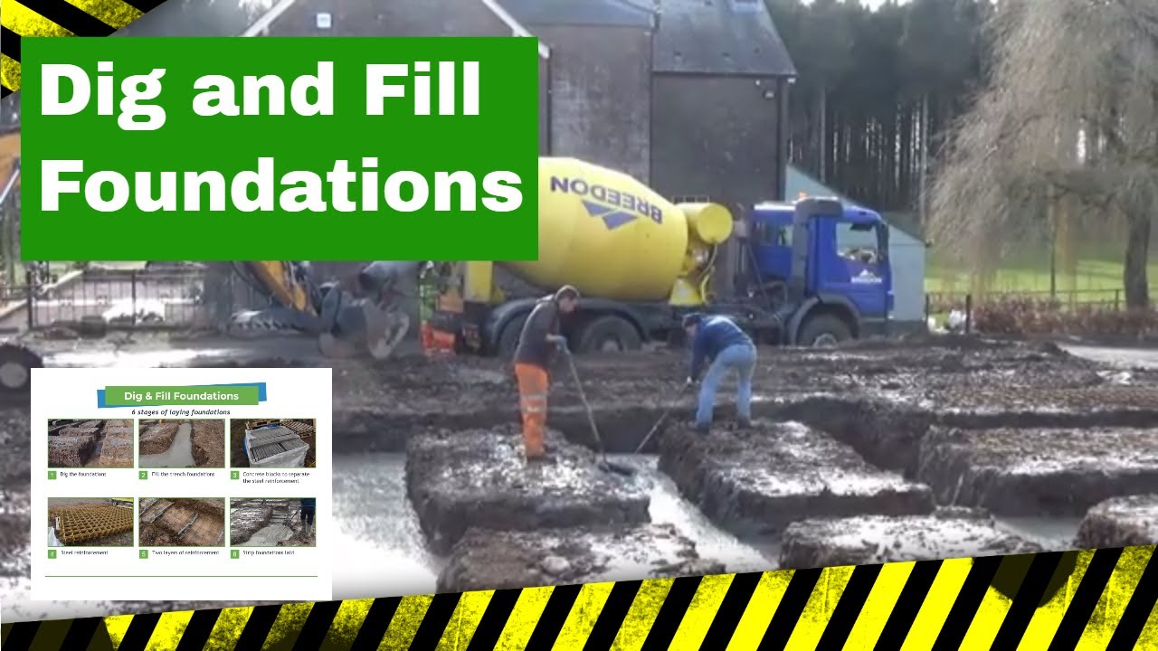 Watch Dig and Fill Foundation Trenches for a House - Build a House