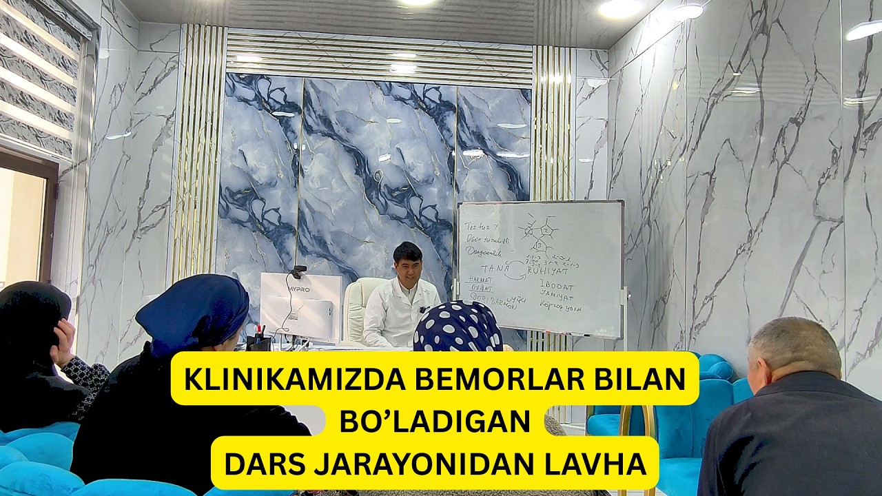 Nevroz va Depressiyadan qutulish uchun kelgan bemorlar bilan jonli dars jarayonidan lavha